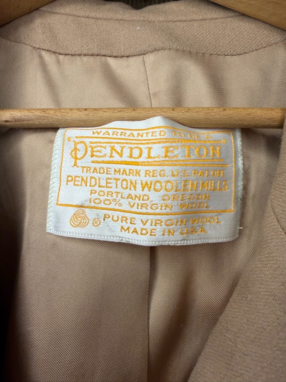 VTG 70s/80s Pendleton 100% Wool Camel Brown/Tan Trench Overcoat: Ladies Size 16 - Picture 4 of 14